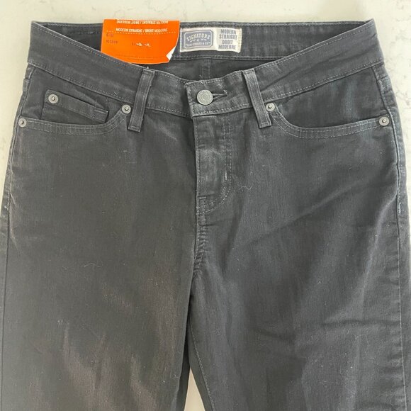 Signature by Levi Strauss & Co. Modern Straight 5 Pocket M Rise Jeans Black Sz 6 - Picture 6 of 16